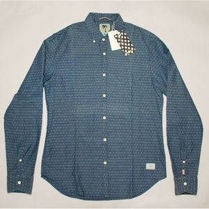 SCOTCH & SODA Men’s Carnaby Surf Button-Up Shirt Blue Size Medium